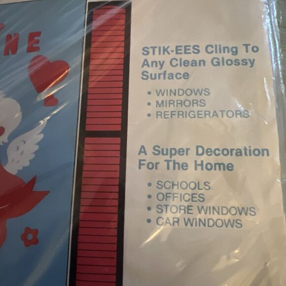 Vintage Stik-EES Decals Window Clings VALENTINE’S DAY - VINTAGE - NEW UNOPENED! - Picture 3 of 9